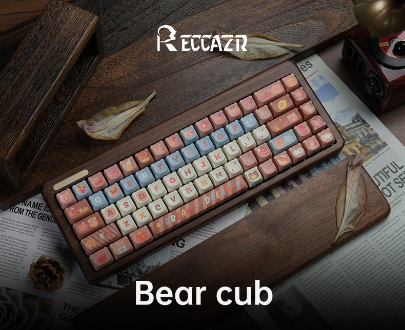 RECCAZR R66 Wooden tuotuo Wireless Mechanical Keyboard, Wooden Keyboard, Hifi Sound, Hot-swap, Tri-mode wireless