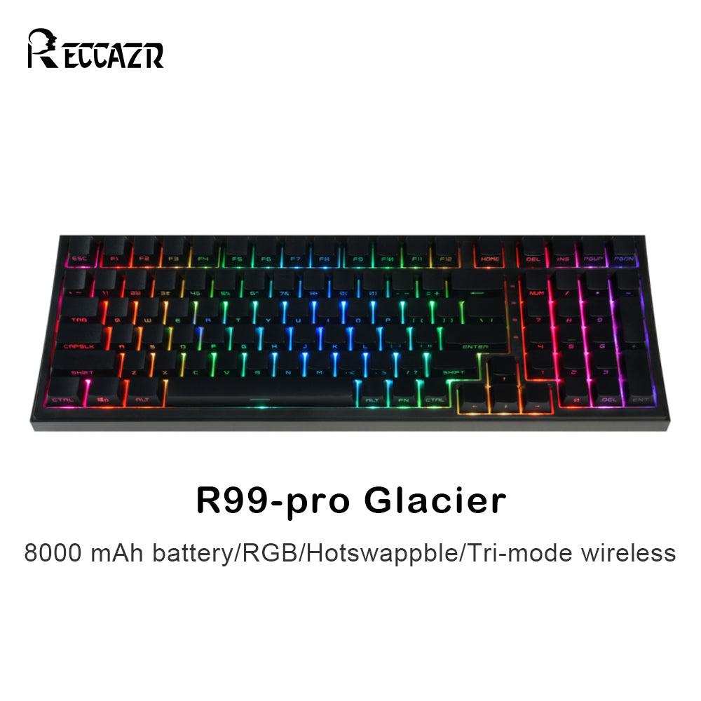 RECCAZR R99-PRO Wireless Mechanical Keyboard Gasket Gaming Keyboard, RGB, Hot-swappable, Tri-mode