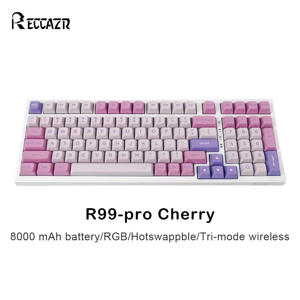 RECCAZR R99-PRO Wireless Mechanical Keyboard Gasket Gaming Keyboard, RGB, Hot-swappable, Tri-mode