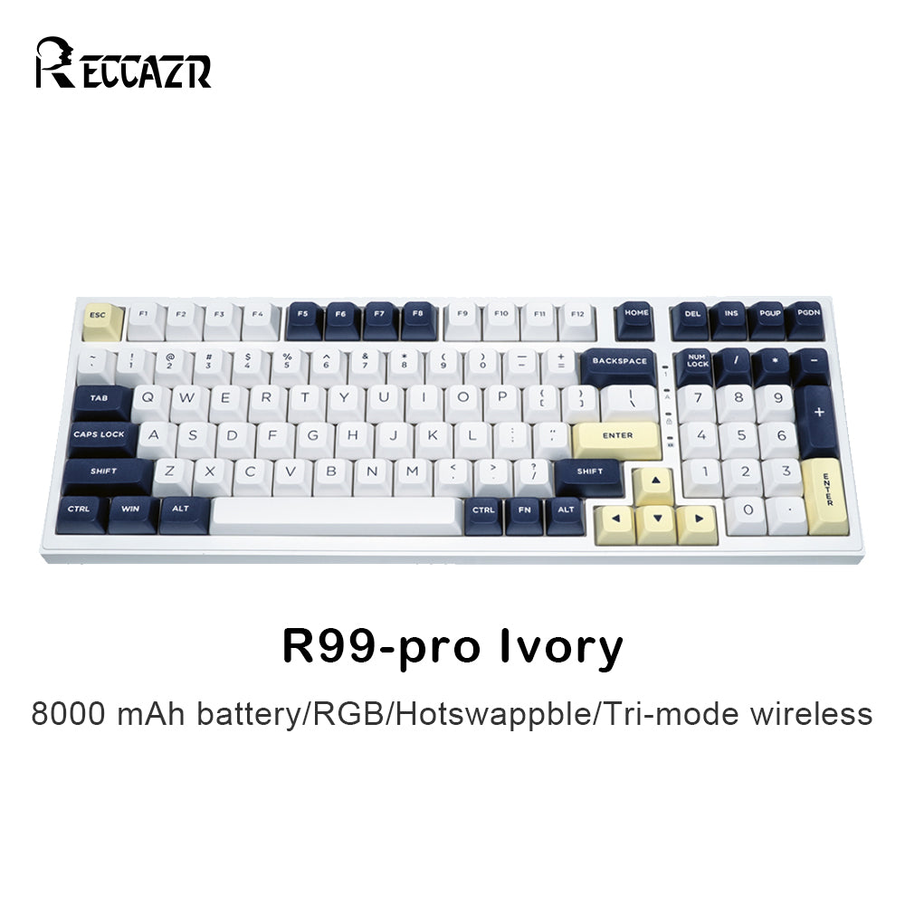 RECCAZR R99-PRO Wireless Mechanical Keyboard Gasket Gaming Keyboard, RGB, Hot-swappable, Tri-mode