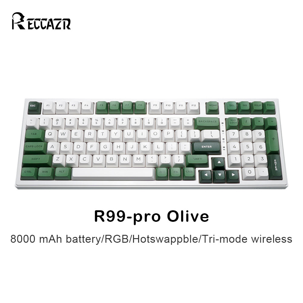 RECCAZR R99-PRO Wireless Mechanical Keyboard Gasket Gaming Keyboard, RGB, Hot-swappable, Tri-mode