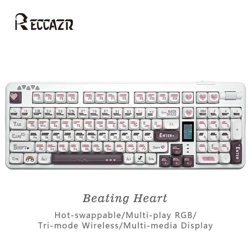 RECCAZR R102 Mechanical Keyboard,Tri-mode Wireless gaming keyboard, Hot-swap, RGB, PBT Keycaps