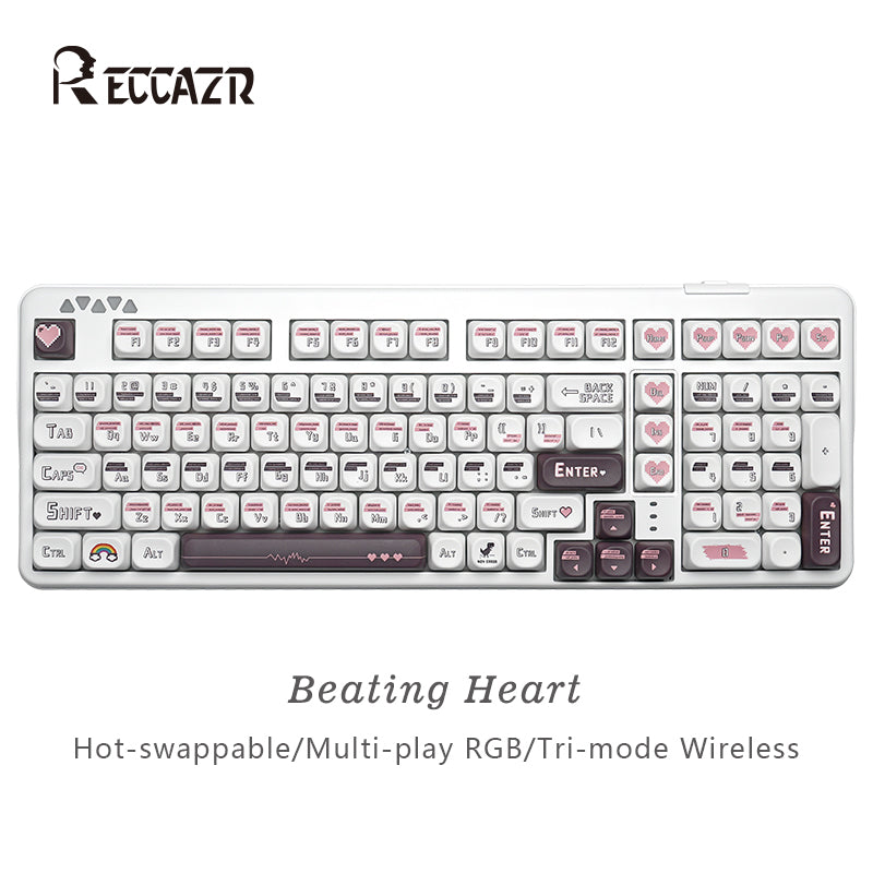 RECCAZR R102 Mechanical Keyboard,Tri-mode Wireless gaming keyboard, Hot-swap, RGB, PBT Keycaps