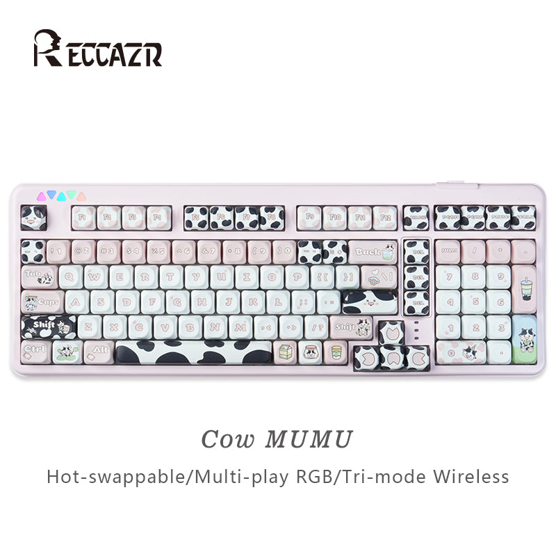 RECCAZR R102 Mechanical Keyboard,Tri-mode Wireless gaming keyboard, Hot-swap, RGB, PBT Keycaps