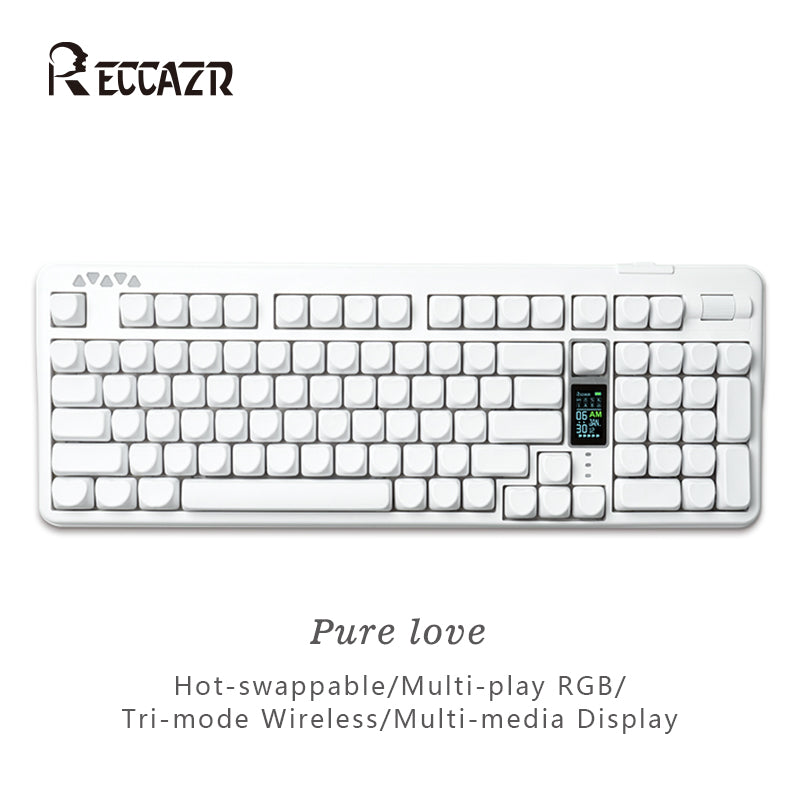 RECCAZR R102 Mechanical Keyboard,Tri-mode Wireless gaming keyboard, Hot-swap, RGB, PBT Keycaps