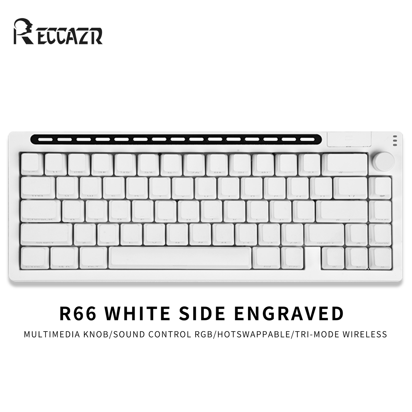 RECCAZR R66 RGB Sound Control Wireless Mechanical Keyboard, Hotswap custom keyboard Tri-mode wireless gaming keyboard
