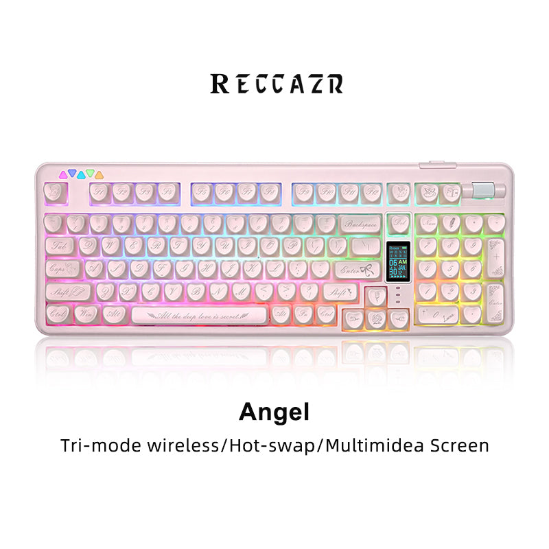 RECCAZR R102 Mechanical Keyboard,Tri-mode Wireless gaming keyboard, Hot-swap, RGB, PBT Keycaps