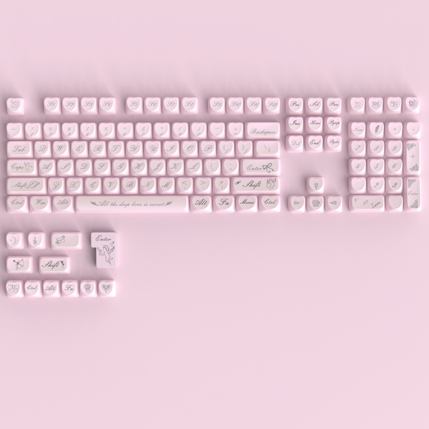 RECCAZR Keycaps, Crystal Jelly Keycaps 60 65 75 100 Percent, Side Printed Key caps Custom113 Keys, OEM Profile for 61/68/84/87/98/100 Cherry Gateron MX Mechanical, Pink