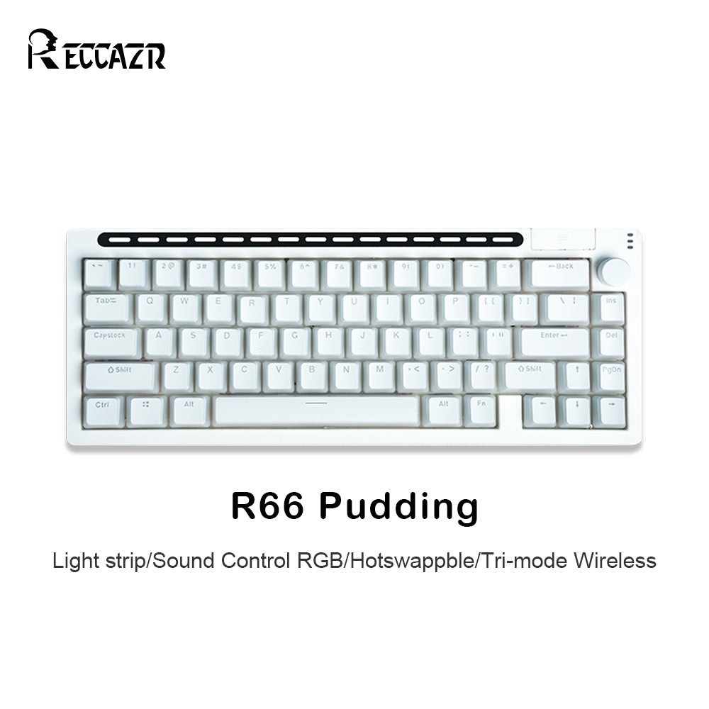 RECCAZR R66 RGB Sound Control Wireless Mechanical Keyboard, Hotswap custom keyboard Tri-mode wireless gaming keyboard