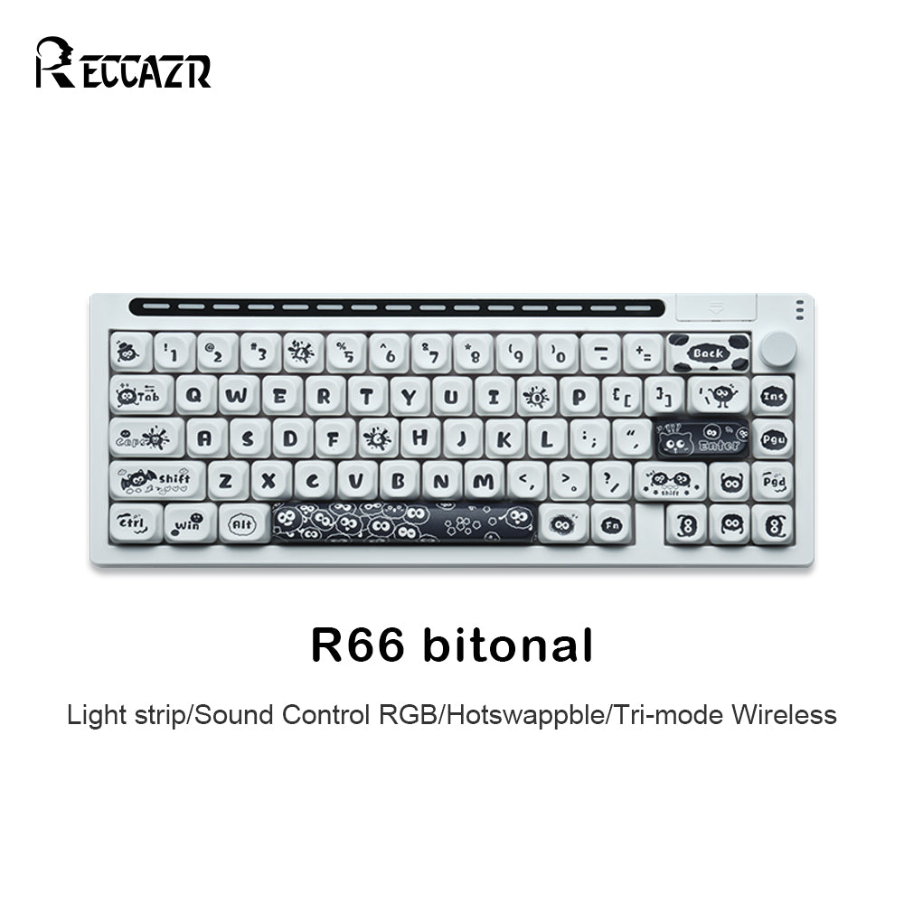 RECCAZR R66 RGB Sound Control Wireless Mechanical Keyboard, Hotswap custom keyboard Tri-mode wireless gaming keyboard