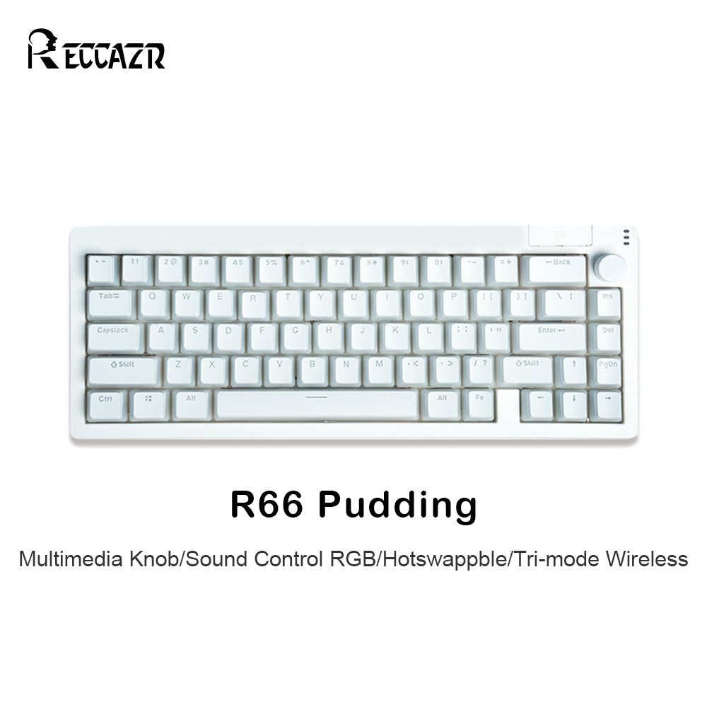 RECCAZR R66 RGB Sound Control Wireless Mechanical Keyboard, Hotswap custom keyboard Tri-mode wireless gaming keyboard