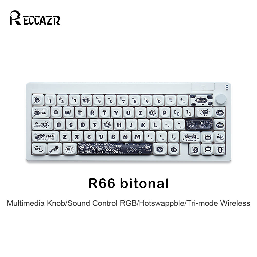 RECCAZR R66 RGB Sound Control Wireless Mechanical Keyboard, Hotswap custom keyboard Tri-mode wireless gaming keyboard