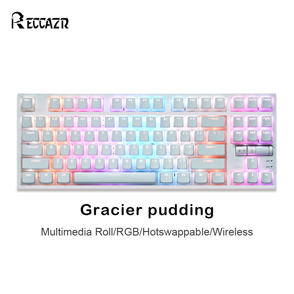 RECCAZR TK18 Custom Mechanical keyboard Tri-mode Wireless Gaming Keyboard, Gasket, RGB, Hot-swappable, Multimedia Roll