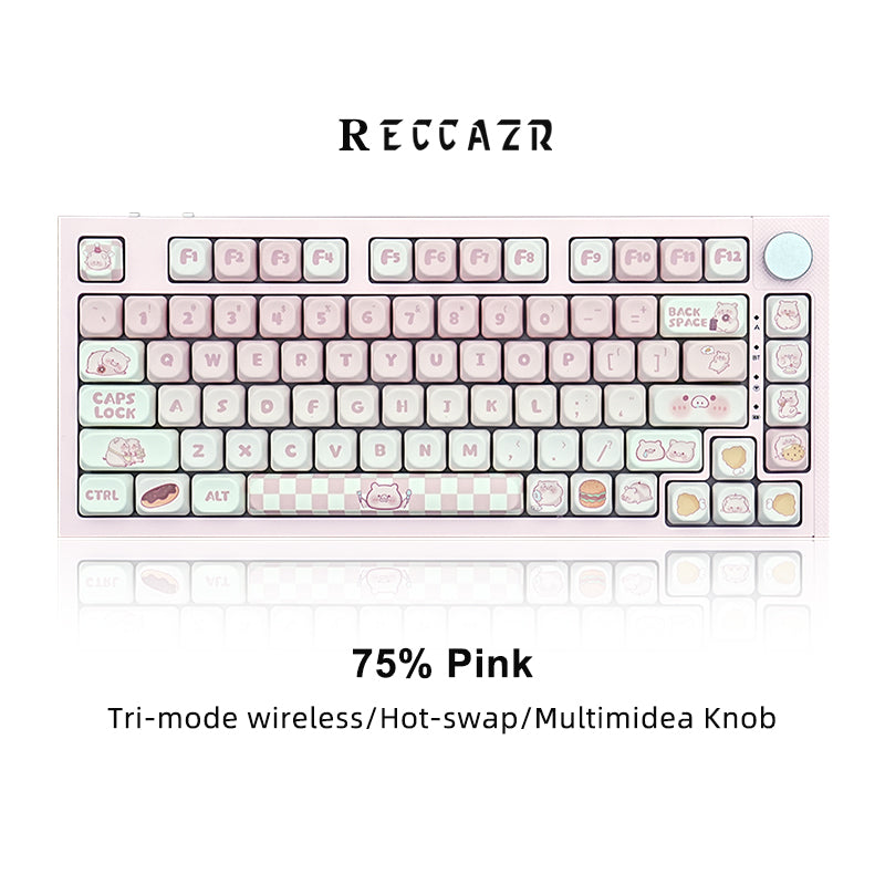 RECCAZR KW75-PRO Wireless Mechanical Keyboard, RGB, Hot-swappable, Tri-mode, Gasket