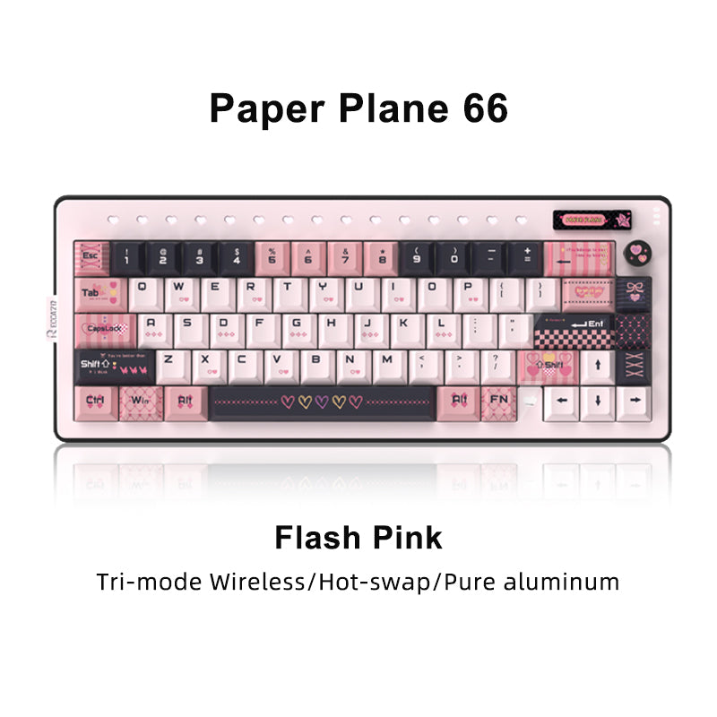 RECCAZR Paper Plane 66 Gasket Aluminum Custom Mechanical Keyboard Sound Control Tri-mode Wireless gaming keyboard