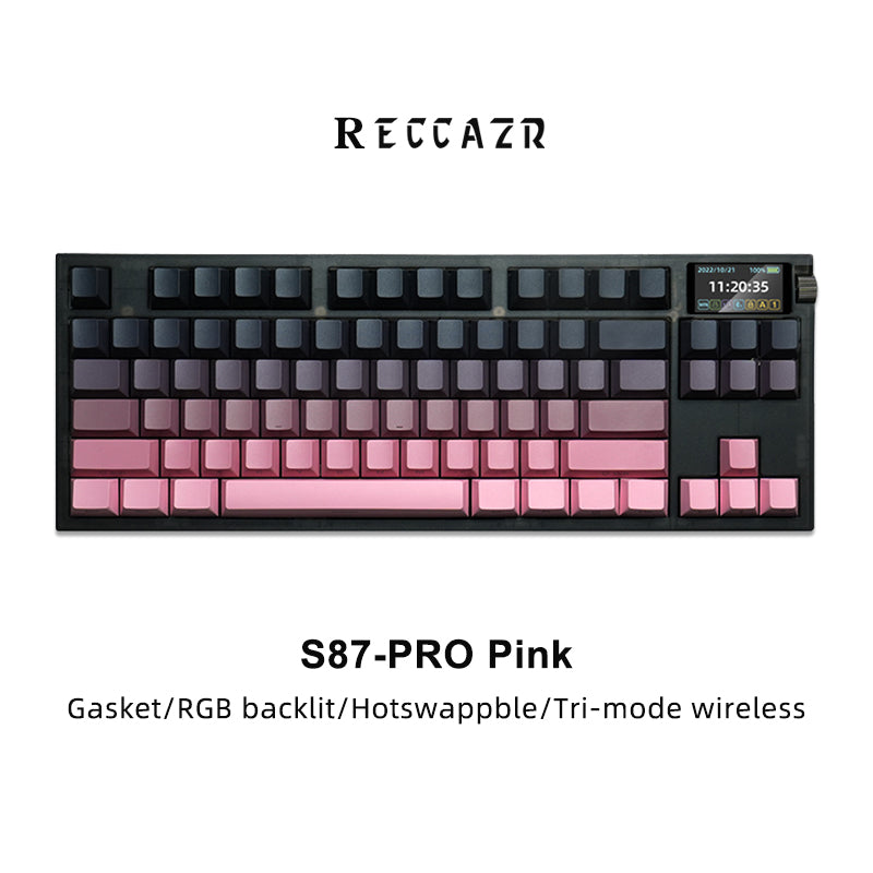RECCAZR S87-PRO Custom Mechanical Keyboard, Tri-mode Wireless Gaming Keyboard with Screen