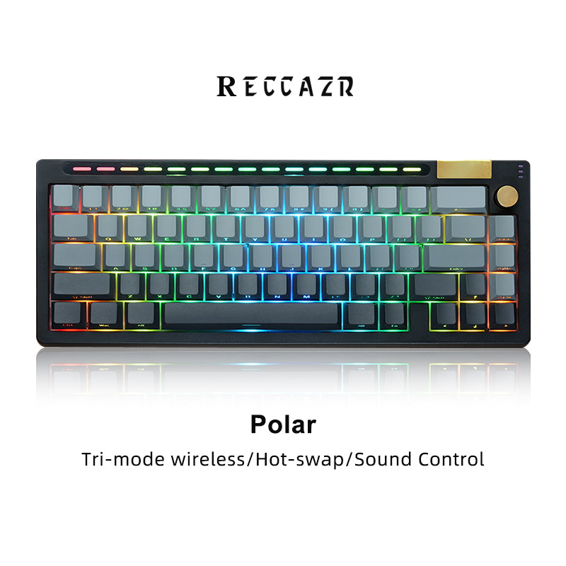 RECCAZR R66 RGB Sound Control Wireless Mechanical Keyboard, Hotswap custom keyboard Tri-mode wireless gaming keyboard