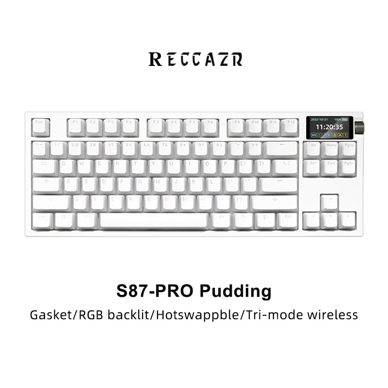 RECCAZR S87-PRO Custom Mechanical Keyboard, Tri-mode Wireless Gaming Keyboard with Screen