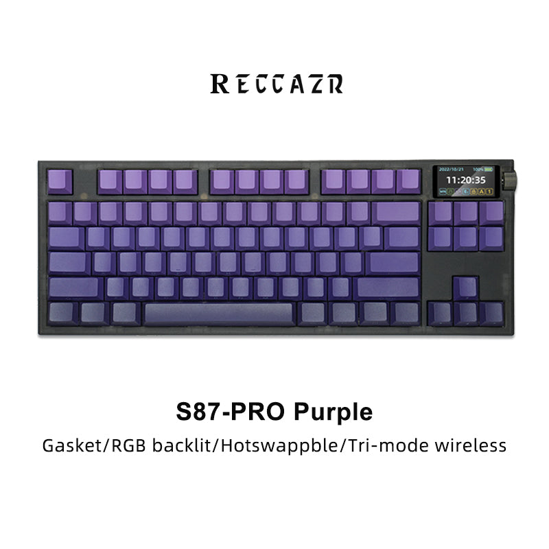 RECCAZR S87-PRO Custom Mechanical Keyboard, Tri-mode Wireless Gaming Keyboard with Screen