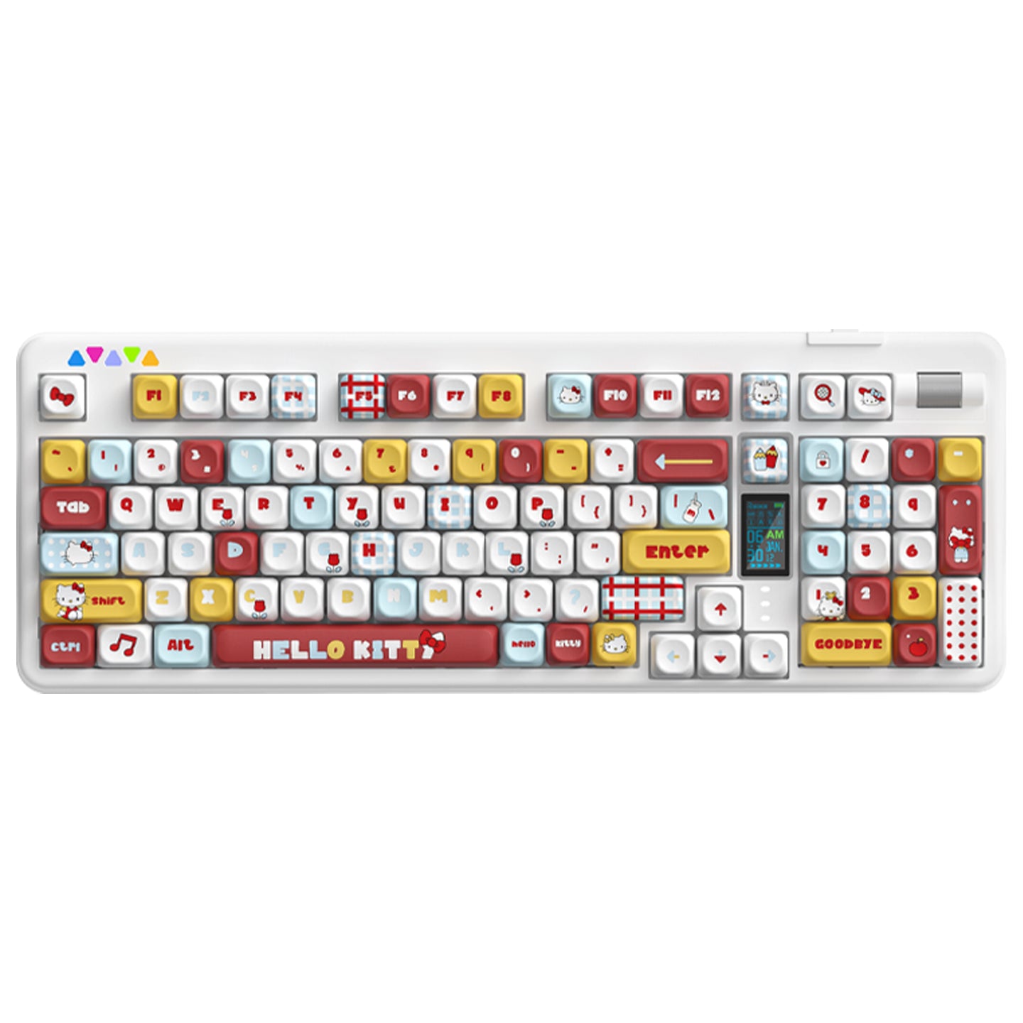 RECCAZR R102 Mechanical Keyboard,Tri-mode Wireless gaming keyboard, Hot-swap, RGB, PBT Keycaps(Hello Kitty))