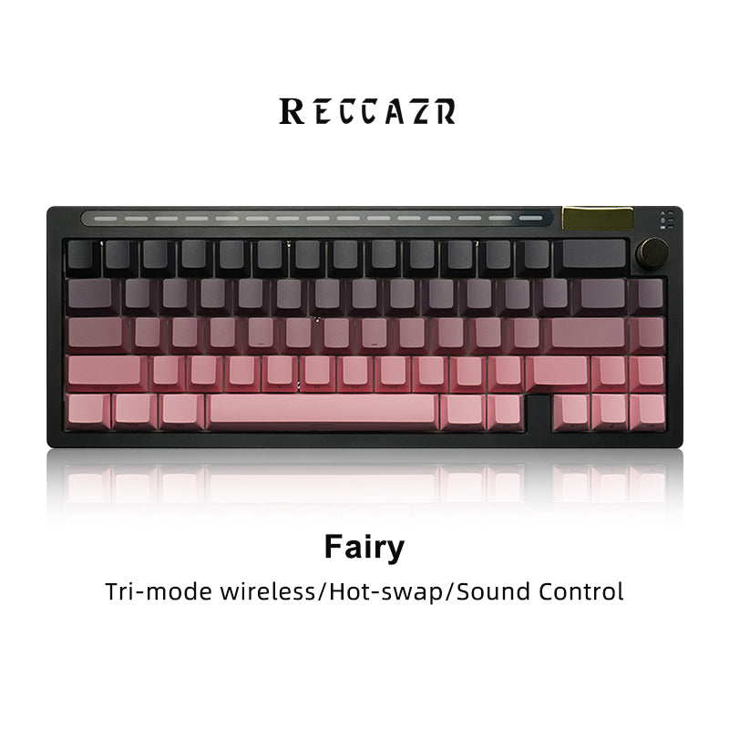 RECCAZR R66 RGB Sound Control Wireless Mechanical Keyboard, Hotswap custom keyboard Tri-mode wireless gaming keyboard