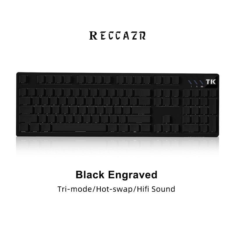 RECCAZR TK104 Custom Mechanical Keyboard Tri-mode Wireless Gaming Keyboard, Gasket, RGB, Hot-swappable, Multimedia Roll