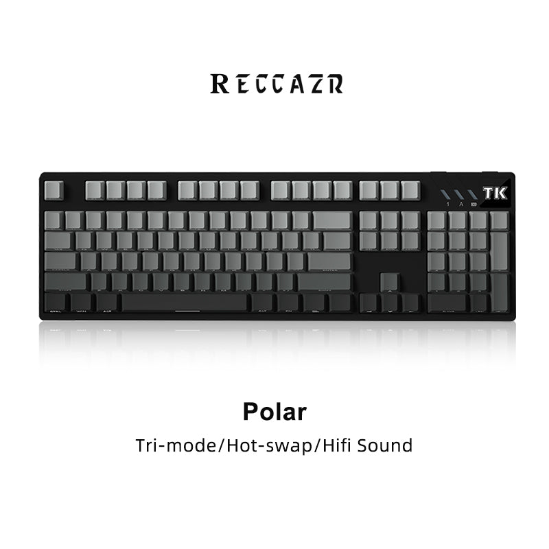 RECCAZR TK104 Custom Mechanical Keyboard Tri-mode Wireless Gaming Keyboard, Gasket, RGB, Hot-swappable, Multimedia Roll