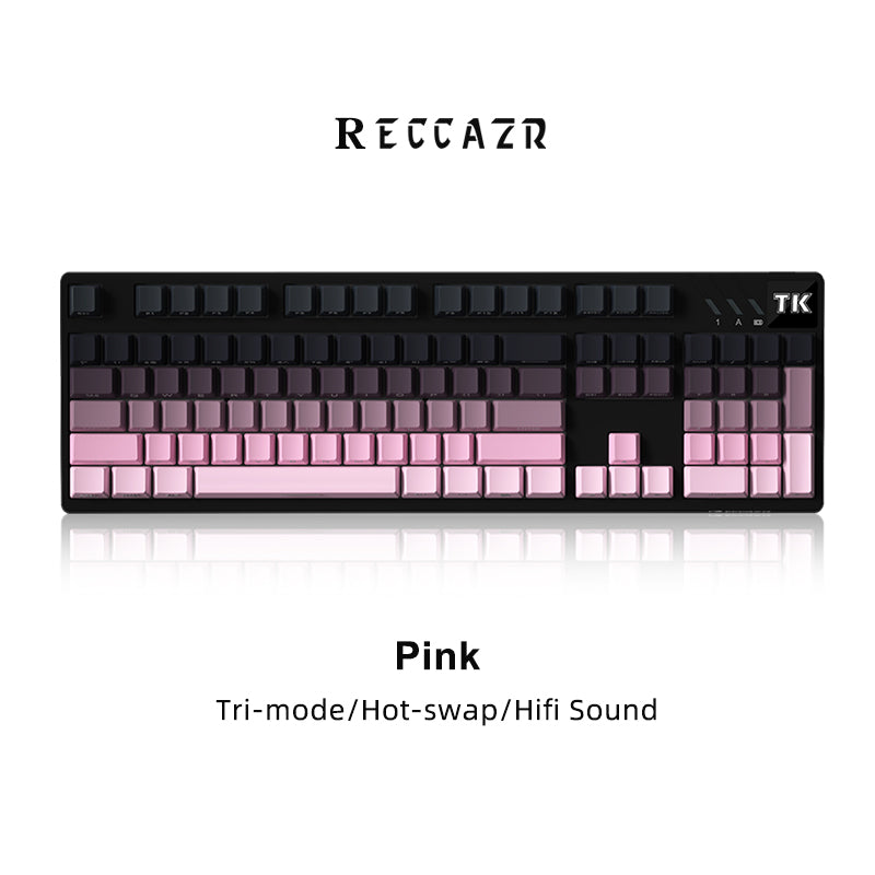 RECCAZR TK104 Custom Mechanical Keyboard Tri-mode Wireless Gaming Keyboard, Gasket, RGB, Hot-swappable, Multimedia Roll