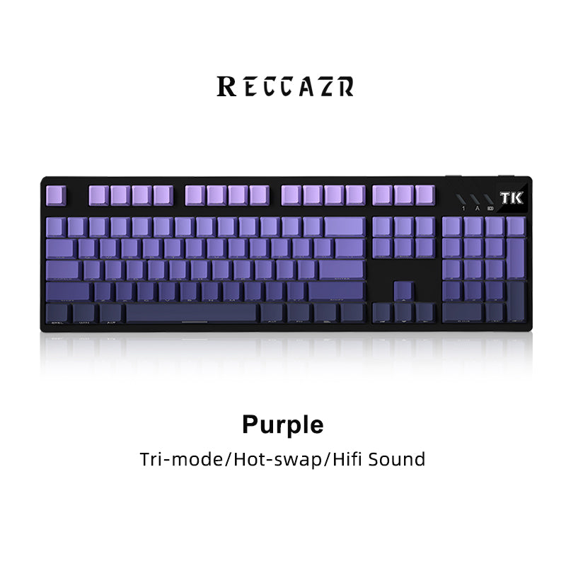RECCAZR TK104 Custom Mechanical Keyboard Tri-mode Wireless Gaming Keyboard, Gasket, RGB, Hot-swappable, Multimedia Roll