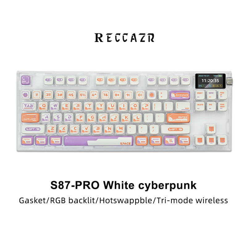 RECCAZR S87-PRO Custom Mechanical Keyboard, Tri-mode Wireless Gaming Keyboard with Screen