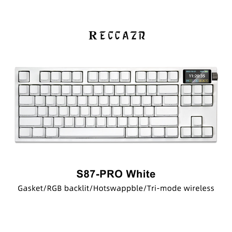 RECCAZR S87-PRO Custom Mechanical Keyboard, Tri-mode Wireless Gaming Keyboard with Screen