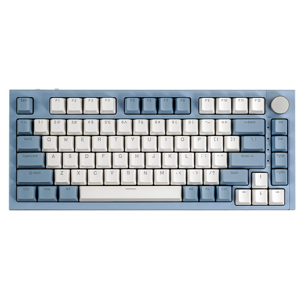 RECCAZR KW75S Gasket Gaming Keyboard Bluetooth Hot-swappable Mechanical Keyboard RGB(Blue White)
