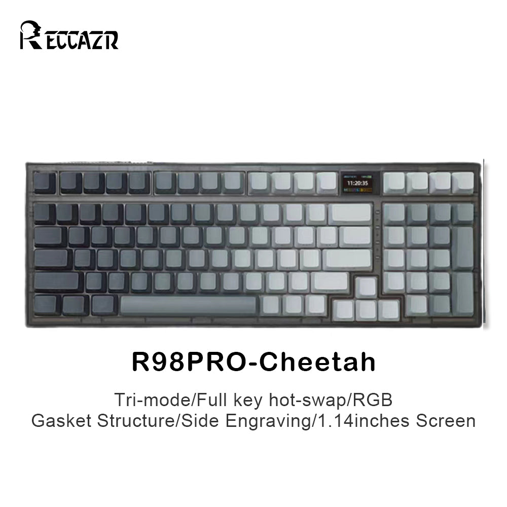 Keyboard R98 Keyboard RECCAZR R98-Pro Wireless Tri-mode Mechanical Keyboard, RGB, Hot-swappa