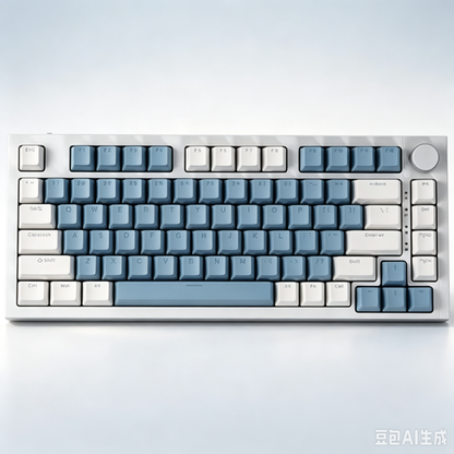 RECCAZR KW75S Gasket Gaming Keyboard Bluetooth Hot-swappable Mechanical Keyboard RGB(White Blue)