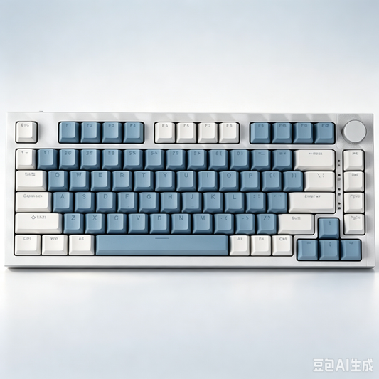 RECCAZR KW75S Gasket Gaming Keyboard Bluetooth Hot-swappable Mechanical Keyboard RGB(White Blue)