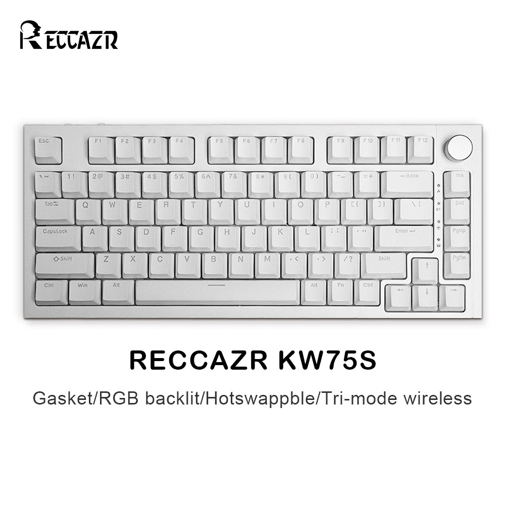 RECCAZR KW75S 81 Keys Wireless Mechanical Keyboard, Hot-swappable RGB Gaming Keyboard