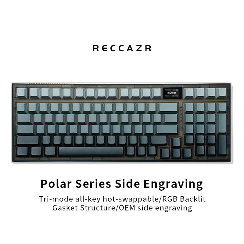 RECCAZR R98-Pro Wireless Tri-mode Mechanical Keyboard, RGB, Hot-swappa