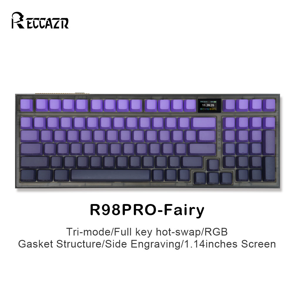 Keyboard R98 Keyboard RECCAZR R98-Pro Wireless Tri-mode Mechanical Keyboard, RGB, Hot-swappa