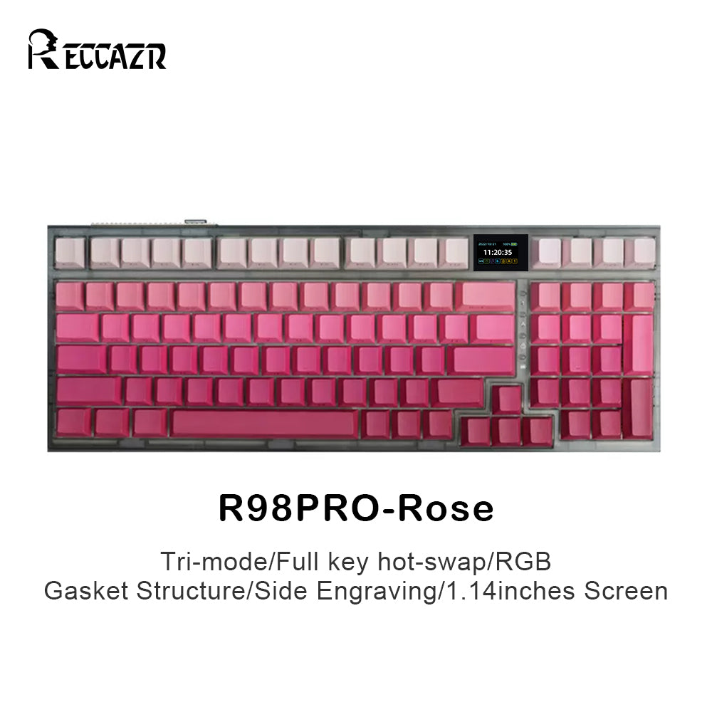 Take 2 For R98 RECCAZR R98-Pro Wireless Tri-mode Mechanical Keyboard, RGB, Hot-swappa