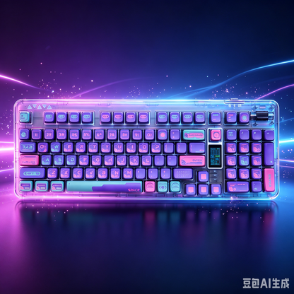 RECCAZR R102 Mechanical Keyboard,Tri-mode Wireless gaming keyboard, Hot-swap, RGB, PBT Keycaps（Cyber Series）