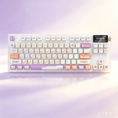 RECCAZR S87-PRO Custom Mechanical Keyboard, Tri-mode Wireless Gaming Keyboard with Screen