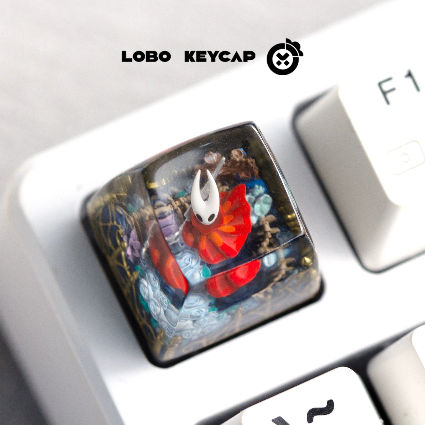 RECCAZR Custom Keycap for Mechanical Keyboards, Golden Resin Droplet Design, 1U SA Profile, Handmade Escape Key Replacement, MX Switch Compatible（Resin Water Drop Series）