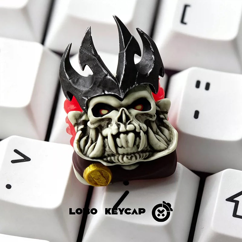 RECCAZR Design Skeleton Custom Keycaps, Transparent Resin Fun Keycaps, Desktop Ornaments, Cross-Shaped Switches(Skeleton Series）