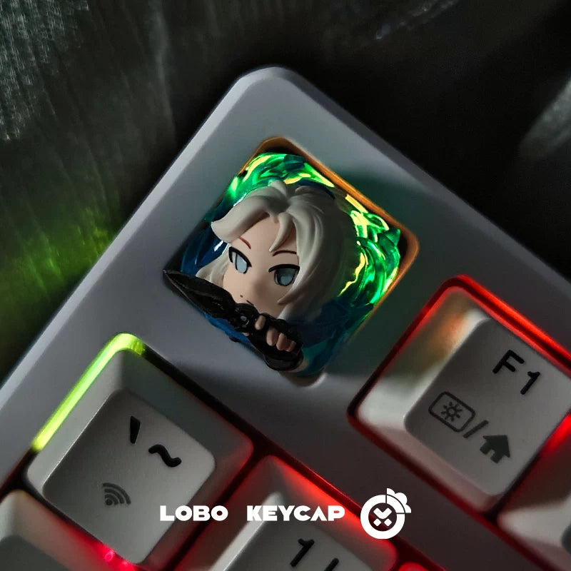 RECCAZR Design Skeleton Custom Keycaps, Transparent Resin Fun Keycaps, Desktop Ornaments, Cross-Shaped Switches(Skeleton Series）