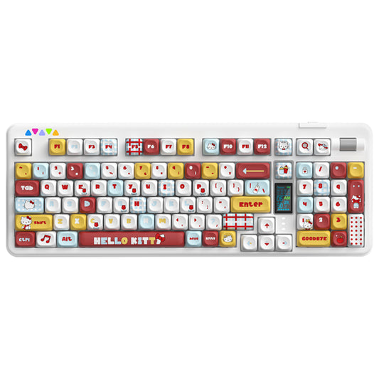 RECCAZR R102 Mechanical Keyboard,Tri-mode Wireless gaming keyboard, Hot-swap, RGB, PBT Keycaps（Hello Kitty））
