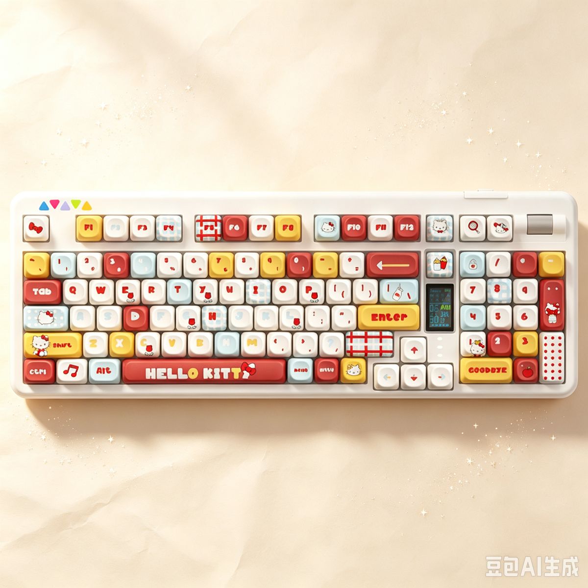RECCAZR R102 Mechanical Keyboard,Tri-mode Wireless gaming keyboard, Hot-swap, RGB, PBT Keycaps（Hello Kitty））